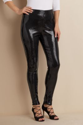 Sequined Stretch Leggings - Sequin Leggings, Black Sequin Leggings ...