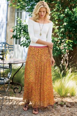 Spicemarket Skirt - Chiffon Maxi Skirt, Orange Maxi Skirt | Soft ...